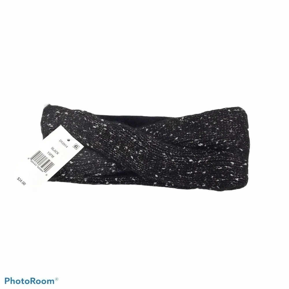 DKNY fleece lined head band speckled black
